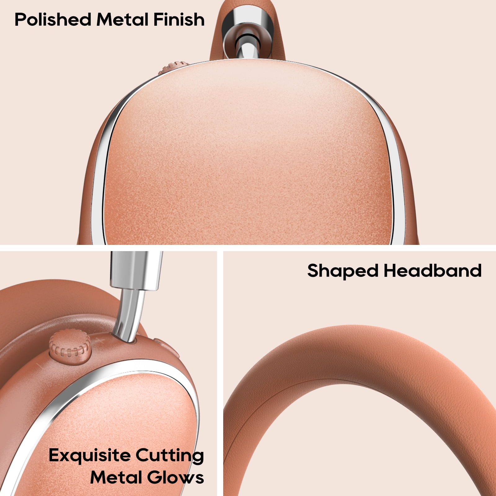Srhythm NiceComfort 95 Adaptive Noise Cancelling Headphone Wireless, Blutooth Noise Canceling Headphone with Spatial Audio,Transparency,ENC,HD Sound,Low Latency,Rose Orange