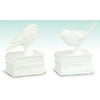 Pack of 4 Stark White Contemporary Perched Birds on Book Stacks Bookends 7"