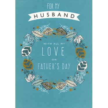 RSVP Wreath of Leaves on Blue Husband Father's Day Card