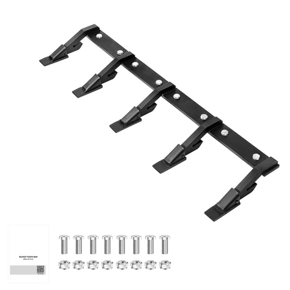 KFFKFF 46-inch Bucket Tooth Bar with 5 Teeth, Heavy-Duty Attachment for Tractor Loaders and Skid Steers, 4560 lbs Load Capacity, Bolt-On Design for Bucket Protection and Efficient Soil Digging