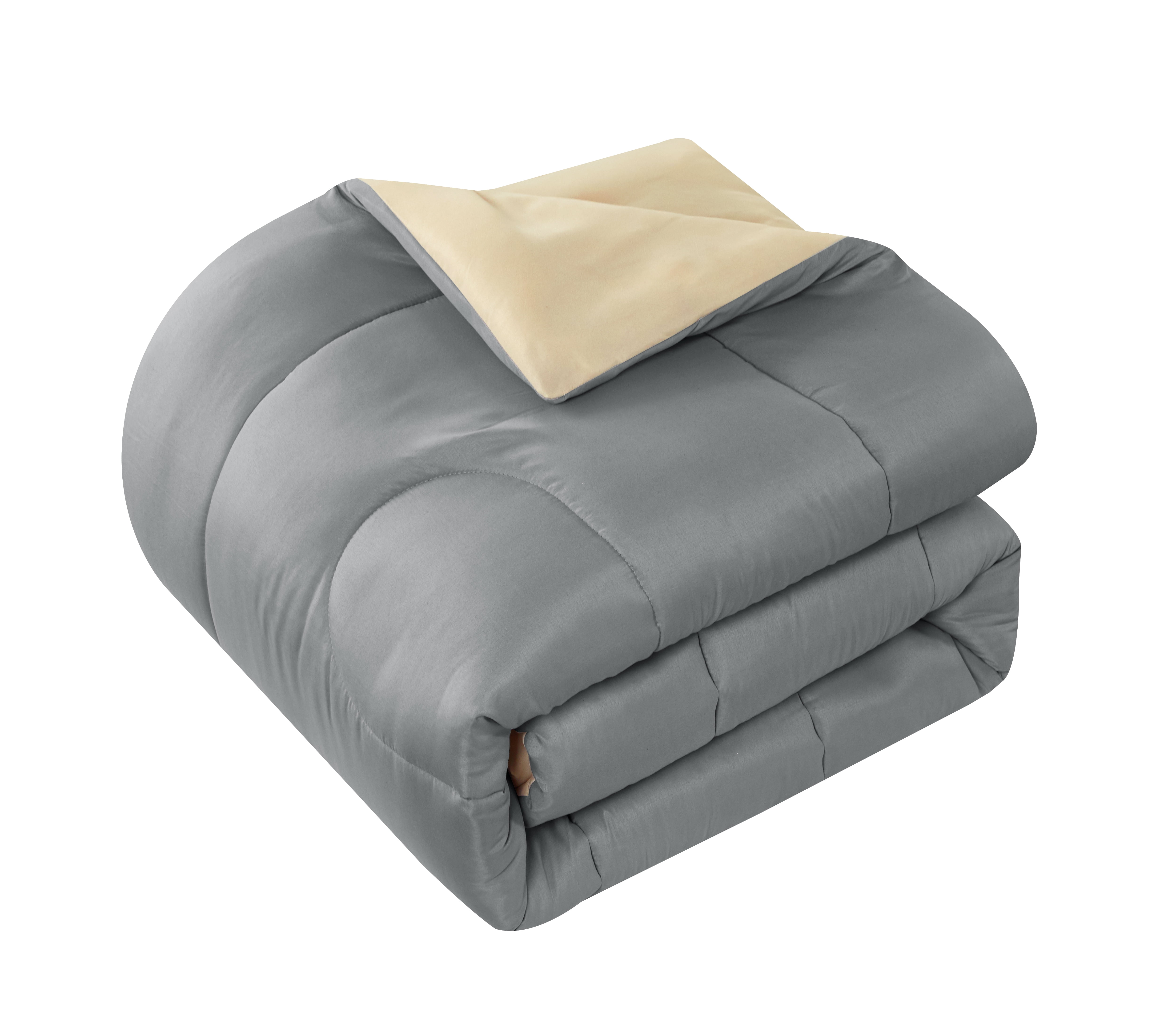 Casa 7-Piece Solid Reversible Comforter Set With Bonus Sheets, Charcoal, Queen