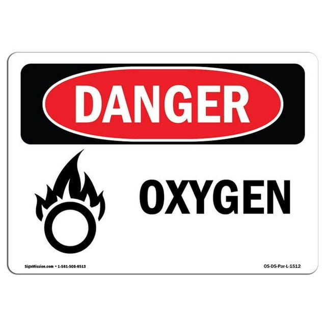 SignMission OS-DS-A-1824-L-1512 18 x 24 in. OSHA Danger Sign - Oxygen