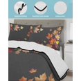 thumbnail image 3 of Twin Quilt Bedding Set, Fall Maple Reversible Summer Quilt 3 Pieces, Watercolor Autumn Orange Red Leaves Dark Grey Lightweight Bedspreads Coverlets with 2 Pillow Shams for All Seasons, 3 of 5