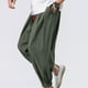 thumbnail image 4 of Pantalones harén de mallas acampanadas sueltas con cierre de correa de moda sólida informal para hombre Pompotops  oipoqjl41610, 4 of 8