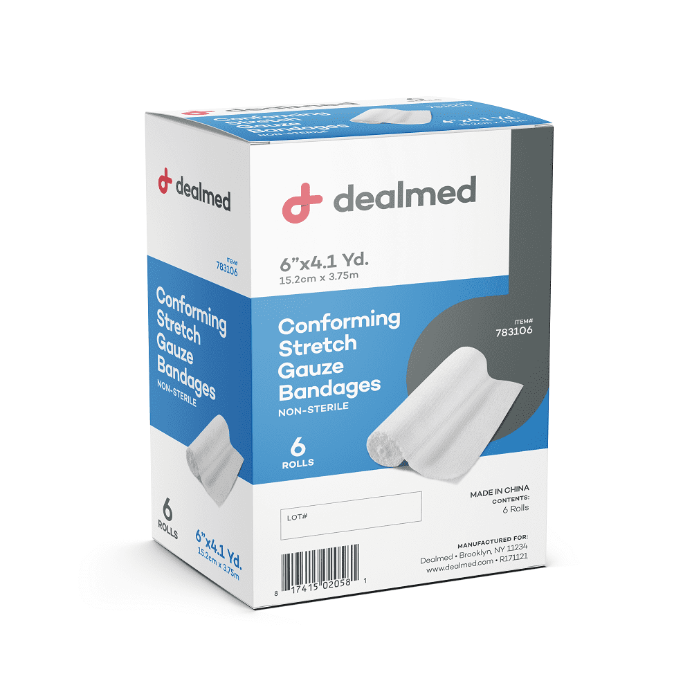 Dealmed Conforming Stretch Gauze Bandage Rolls, 6", 6/Bx