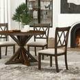thumbnail image 6 of Roundhill Furniture Windvale 5-Piece Dining Set, Cross-Buck Round Table with 4 Stylish Chairs, Espresso, 6 of 12