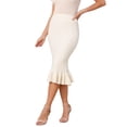 thumbnail image 4 of INSPIRE CHIC Womens Knit Mermaid Skirt Elastic High Waist Stretchy Bodycon Casual Fishtail Sweater Midi Skirts XL Beige, 4 of 6