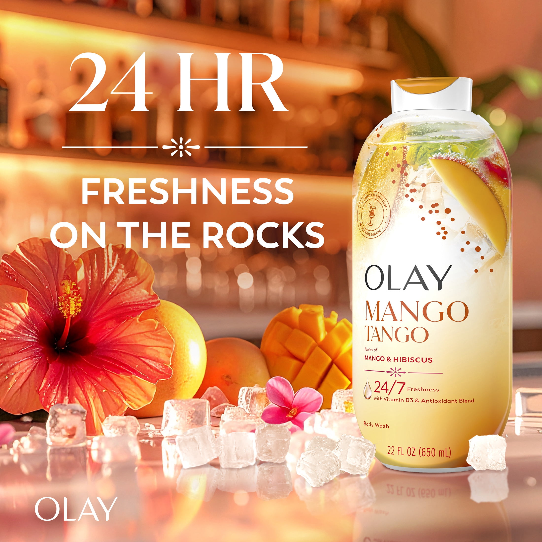 Olay Mango Tango Body Wash with Notes of Mango and Hibiscus, Vitamin B3 and Antioxidant Blend, 22oz