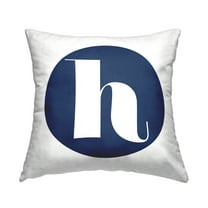 Stupell Industries Blue Circle Letter H Square Decorative Printed Throw Pillow, 18 x 18