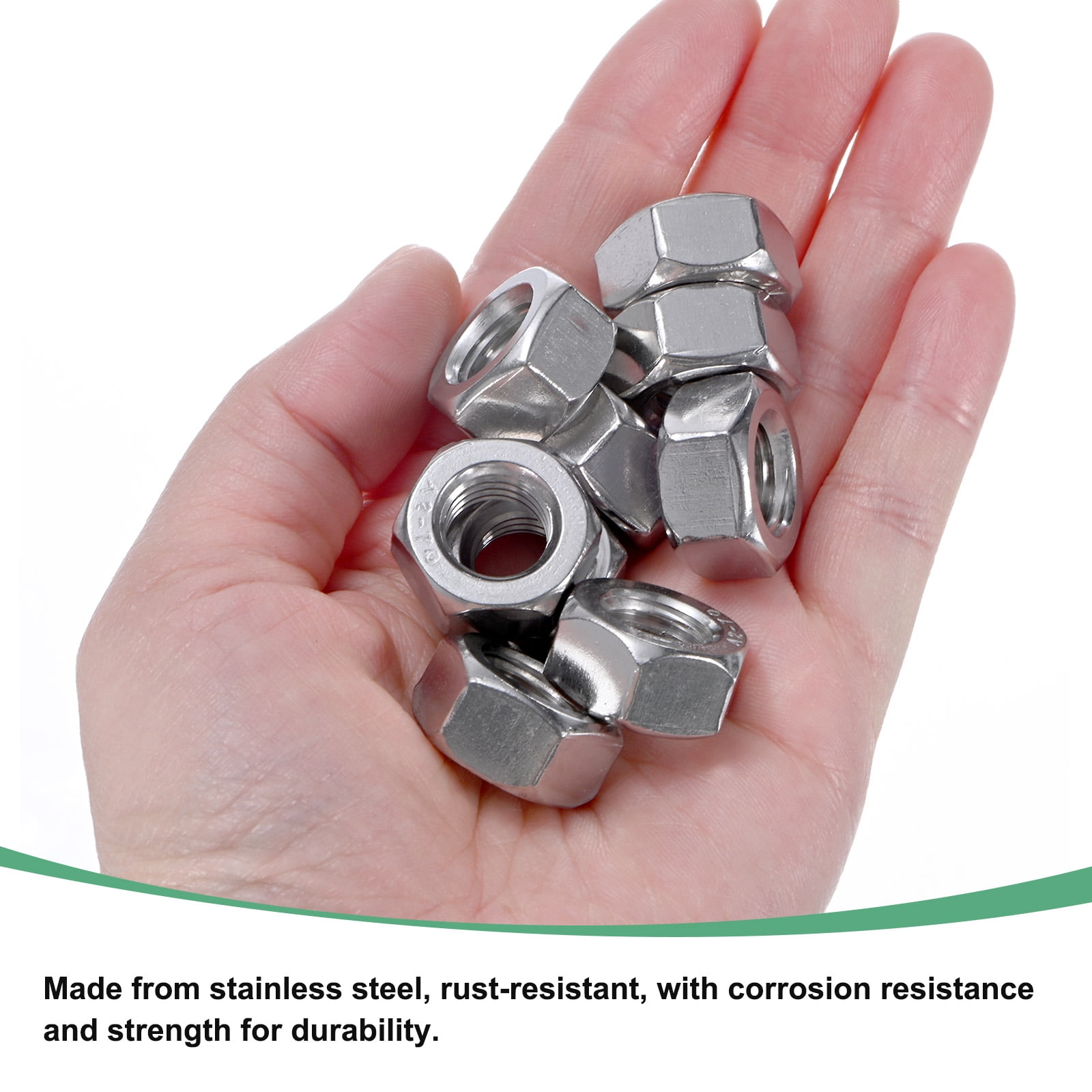 Uxcell 50 Pack Metric Hex Nuts M12 x 1.75mm Thread Stainless Steel Hexagon Nut for Machinery Automotive