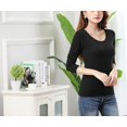 thumbnail image 3 of Women's Modal Padded Long Sleeve Basic T-Shirts Built-in-Bra Crew Neck Slim Fit Yoga Tops Plus Size Tees, 3 of 7