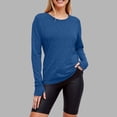 thumbnail image 2 of felwors Women's Long Sleeves Workout T Shirt Breathable Sports Running Yoga Tops Thumb Holes Blue, L, 2 of 7