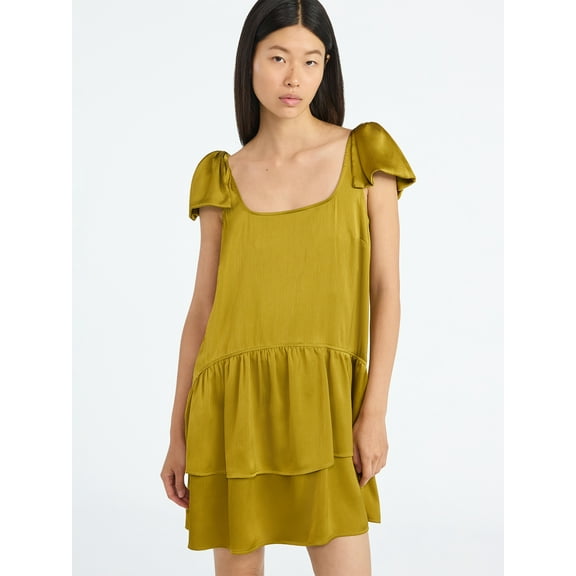 Scoop Women's Satin Bow Mini Dress, Sizes XS-XXL