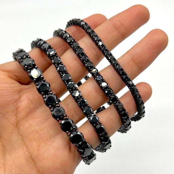 Women Black Onyx Tennis Bracelet,gift For Wedding Mom Daughter,silver Gold