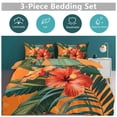 thumbnail image 5 of 3 Pcs Soft Bedding Set, Includes 1 Duvet Cover with Zipper And 2 Pillow,Shams Hawaiian Hibiscus Garden Orange Flowers Queen(90"×90"), 5 of 8