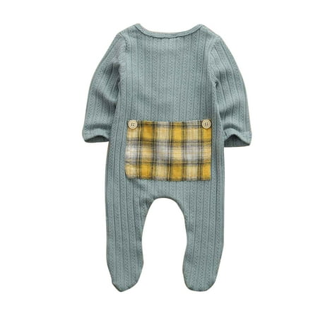 

jaweiw Baby Boy Girl Cotton Romper Long Sleeve Pocket Solid Romper Unisex One Pieces Footie Jumpsuit