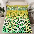 thumbnail image 2 of Manfei Leopard Cheetah Print 3pcs Twin Sheet Sets for Teens Girls Boys,Bling Golden Glitter Twin Fitted Sheet,Gradient Green Yellow Breathable Flat Sheet,Ultra Soft Home Decor, 2 of 7