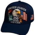 thumbnail image 2 of 250th Anniversary Baseball Cap - Commemorative Washed Hat for Men And Women, Classic Design, Durable Construction, Breathable Material, Unisex Headwear, Patriotic Shoppers, Original Cap For Men, 2 of 5