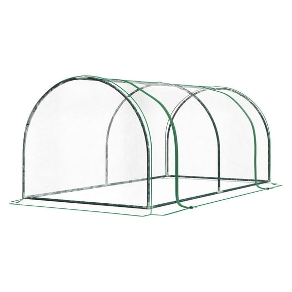 COCOKUN 7' x 3' x 2.5' Mini Greenhouse, Portable Hot House with 4 Zippered Doors & a Clear PVC Cover for Outdoor Garden & Lawn | Compact Plant Protection