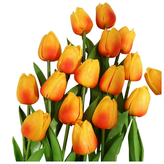 Bfogop Artificial Tulip Flower Bouquet Home Decoration 10PC Easter Spring Wedding Bouquet Centerpiece Arrangement Cemetery Table Decor