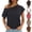 Black, variant on Elegant Off-Shoulder Loose T-Shirt Women’s Short Sleeve Asymmetric Neck Top Casual Slouchy Solid Color Blouse Breathable Summer Tee for Beach Travel