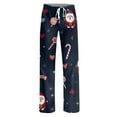 thumbnail image 5 of Women's Drawstring Christmas Printed Casual Pants, Long Trousers with Elastic Waist for Comfortable Wear, Festive Design for Holiday Season,Navy,2XL, 5 of 6
