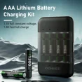 thumbnail image 2 of OOHHEE 8PCS 1300mWh AAA 1.5V Rechargeable Lithium Batteries + Thin Charging Storage Box, 2 of 10