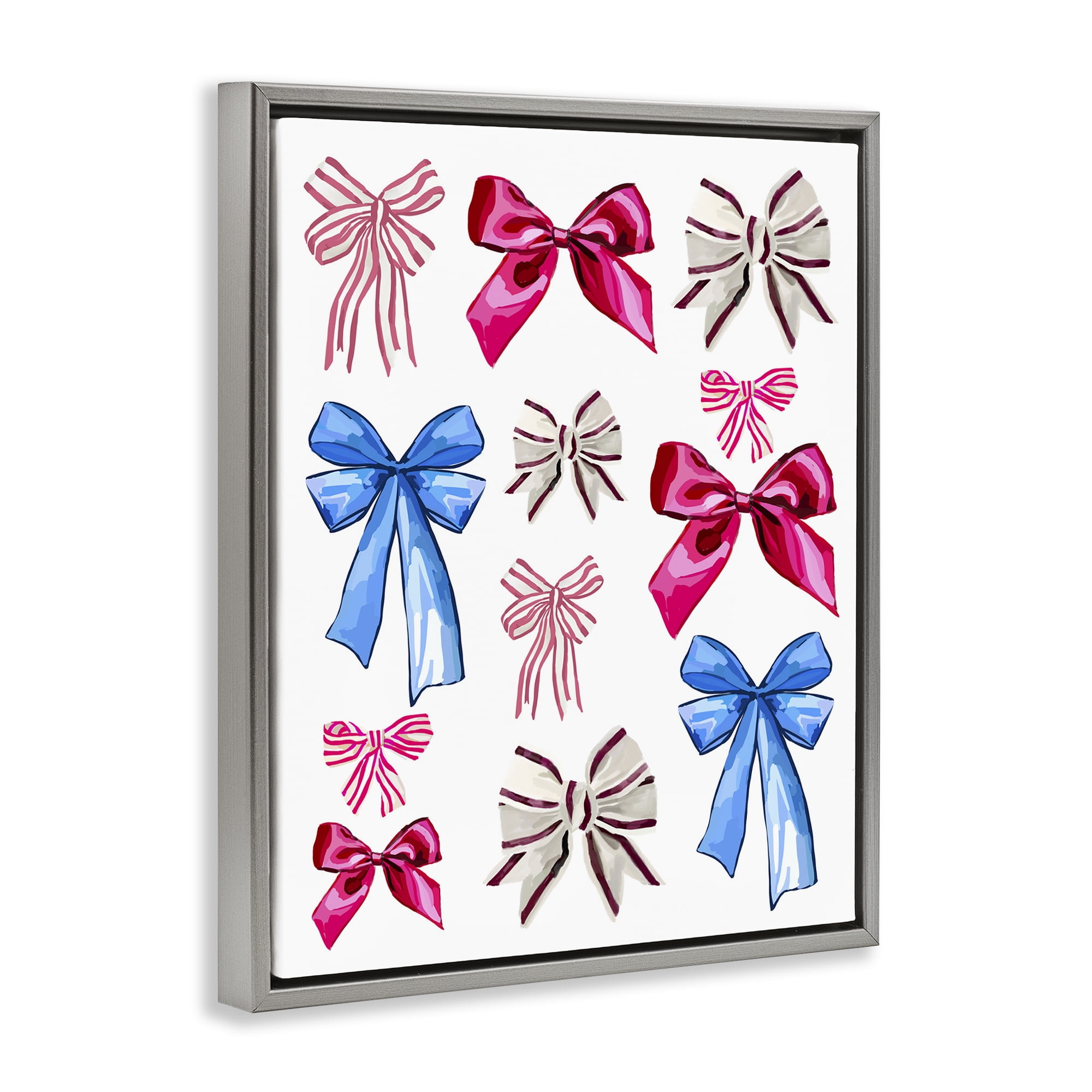 Stupell Industries Varied Fashion Ribbons Beauty & Fashion Painting Gray Floater Framed Art Print Wall Art, 17 x 21