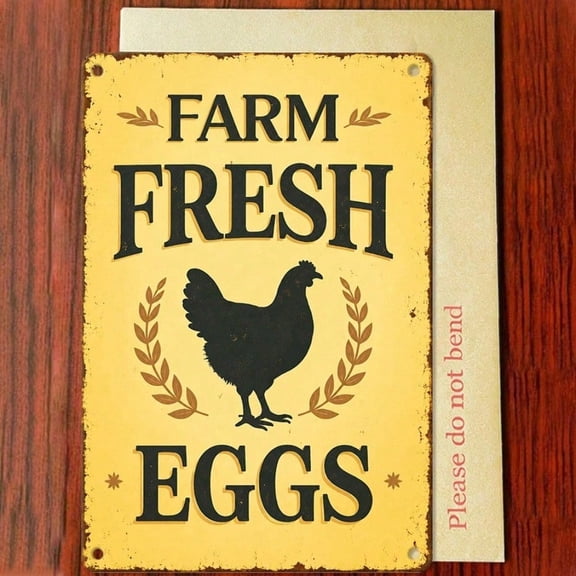 HELLOYOUNG Vintage Farm Fresh Eggs Tin Sign Retro Poultry Metal Plaque Chicken Coop Farmhouse Kitchen Wall Decor 8x12 Inch