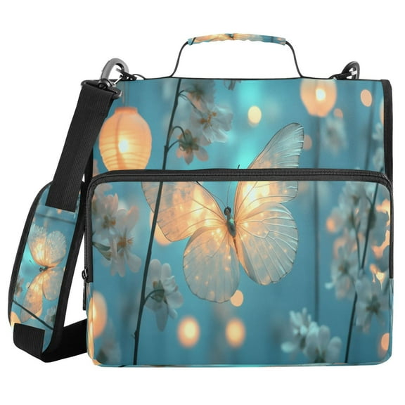 YAZAOO Zipper Binder trapper keeper Documents Organized Design Butterfly Amidst Flowers and Foliage Printed