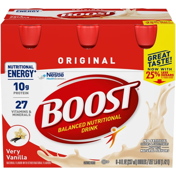 Boost Original Balanced Nutritional Drink, Very Vanilla, 6-8 Fl Oz Bottles/Pack (Pack Of 1)