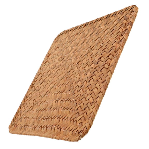 OUNONA Rattan Wicker Placemats Natural Seagrass Woven Placemat 20x20 cm Dining Table Mats Heat Resistant Non-Slip Table Mats for Kitchen and Dining Room