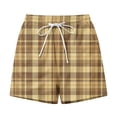 thumbnail image 4 of XPMWRP Women's Plaid Drawstring Elastic Waist Casual Shorts Loose Summer Daily Wear Relaxed Fit Short Pants with Pockets Yellow M, 4 of 6