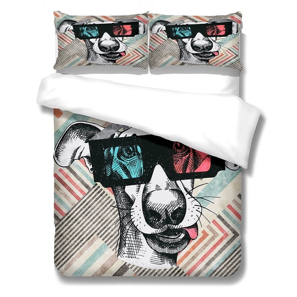 Conjunto de camas Perro Impresionado Edredón Cubiertas Pillowcases Niños Durmiendo Artículos para el hogar Modelo lindo Patrón de Mascotas Conjuntos de cama de verano M LYSHDW2109250010 3 Piezas Advancent HA012376-04