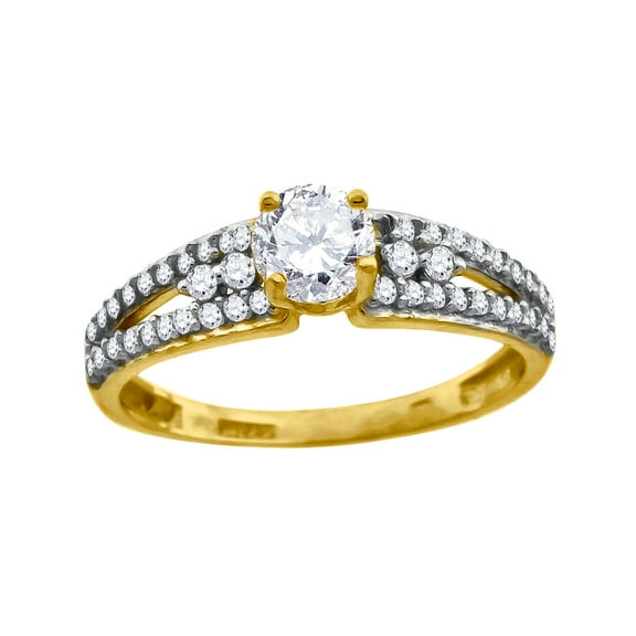 10k Two-tone Gold Womens Cubic Zirconia Engagement Ring Engagement Ring for Women - 1.9 Grams