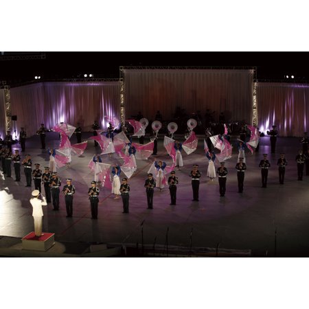 Japanese Band - Canvas Print The Japan Air Self-Defense Force Central Band forms a heart shape with their color guard filling the Stretched Canvas 10 x 14