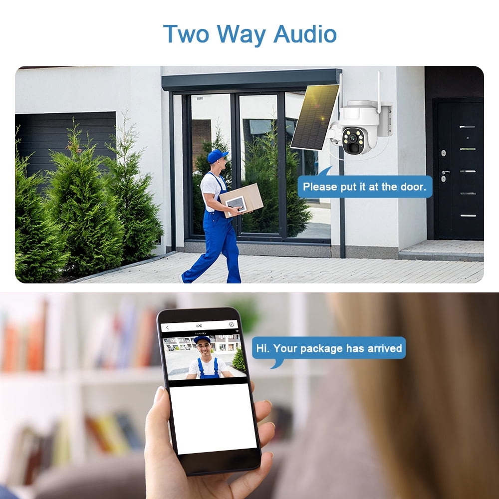 4G LTE Cellular Solar Security Cameras Wireless Outdoor,2K HD Night Vision,PIR Detection, Auto Tracking & Spotlight Alarm, 2-Way Audio,PTZ 360° No WiFi Security Camera