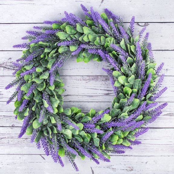 Scidweet Artificial Lavender Wreaths for Front Door,  18.9” Faux Farmhouse Wreaths for Indoor Outdoor Spring Summer Wall Window Party Wedding Home Decor