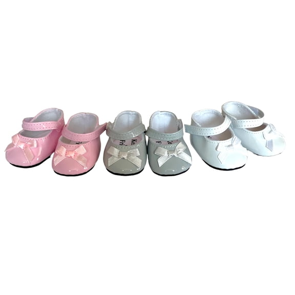 18 Inch Doll Shoes- 3 Pairs of Mary Janes Fits 18 Inch Fashion Girl Dolls