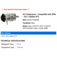thumbnail image 2 of A/C Compressor - Compatible with 2006 - 2011 Cadillac DTS 2007 2008 2009 2010, 2 of 2
