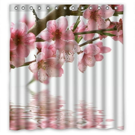 - Ganma Pink lofty plum blossom Shower Curtain Polyester Fabric Bathroom Shower Curtain 66x72 inches