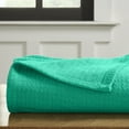 thumbnail image 3 of BNM Waffle Weave Honeycomb Knit Cotton Blanket, King, Gumdrop Green, 3 of 6