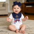 thumbnail image 3 of Wxirdiow July 4th Baby Bodysuit 4th of July Baby Girl Outfits Newborn Romper Dress Summer Infant American Flag Clothes Cute Toddler Tutu Dresses Blue Size,6-12 Months, 3 of 5