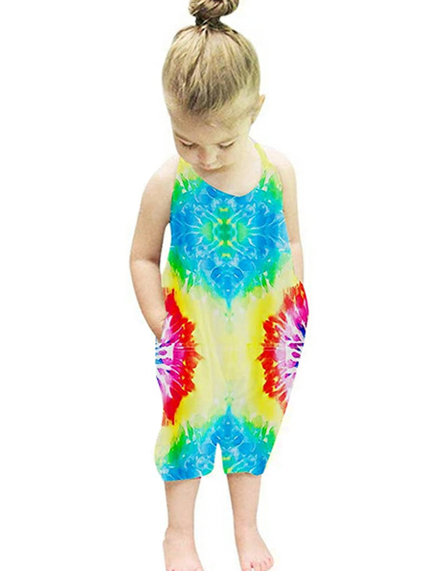 Baby Girl Boy Romper Jumpsuit Tie Dye One-Piece Bodysuit Long Sleeve Outfits Set