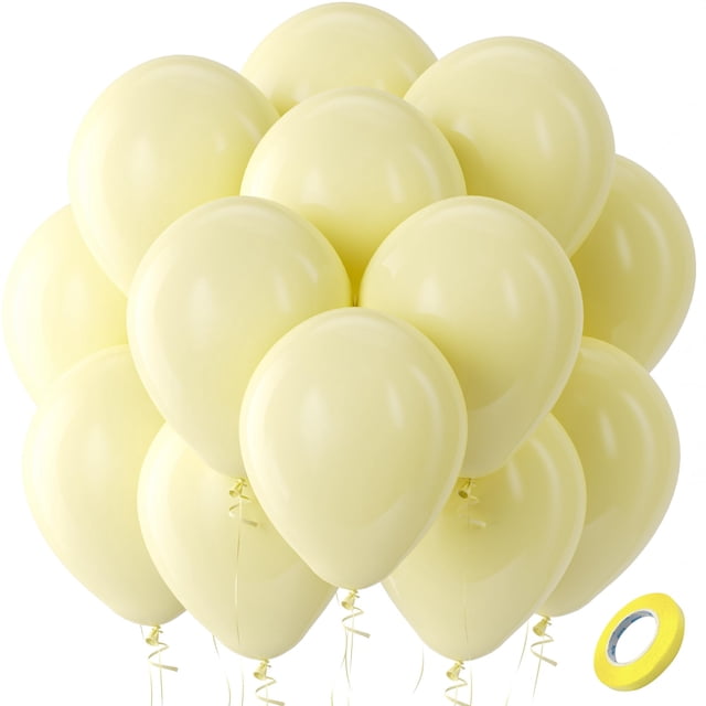 Globos de fiesta Bezente de látex amarillo pastel, 30 cm, paquete de 100
