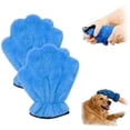 thumbnail image 3 of 2Pcs Corals Fleece Pet Grooming Gloves, 2026 New Multi-Functional Bath Towel Mittens, for Quick Drying Dog Cats Bath, Reusable and Lightweight, Gentle Absorbent Towel Gloves for Pet, Blue, 3 of 7
