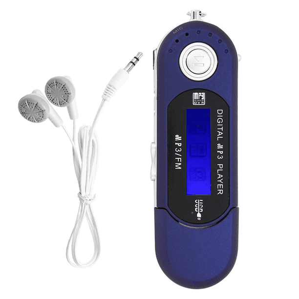 Reproductor MP3 con Auricular 8GB, Reproductor de MúSica MP3 USB PortáTil con Pantalla LCD Radio FM para Caminar Correr (Azul)
