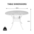 thumbnail image 3 of Withniture 42 INCH Patio Table with Umbrella Hole, Outdoor Round Cast Aluminum Bistro Table White, 3 of 6