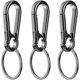 thumbnail image 1 of 3 llaveros de metal con mosquetón, llavero portátil con clip y mosquetón (gris y negro), 1 of 4