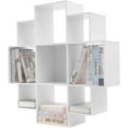thumbnail image 5 of 3 Tiers Wall Shelf w/9 Compartments, 35.43in Long Floating Shelf for Wall Multi-Grid Wall Mounted Bookcase up to 66.1lbs, Unique Bookshelf Storage Shelves for Bedroom (White), 5 of 14